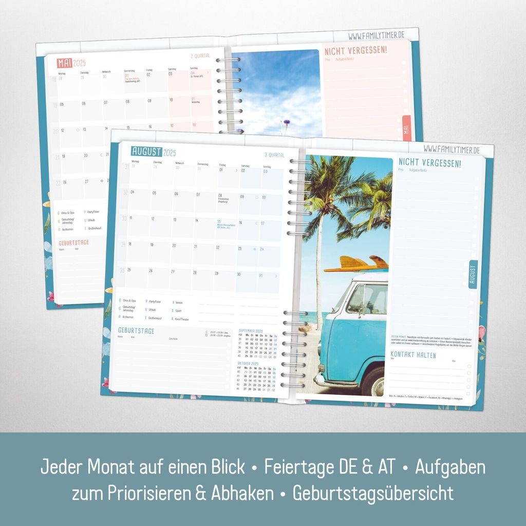 Family-Timer 2025 / 12 Monate / Happy Flower / Häfft-Verlag Produktbild 4