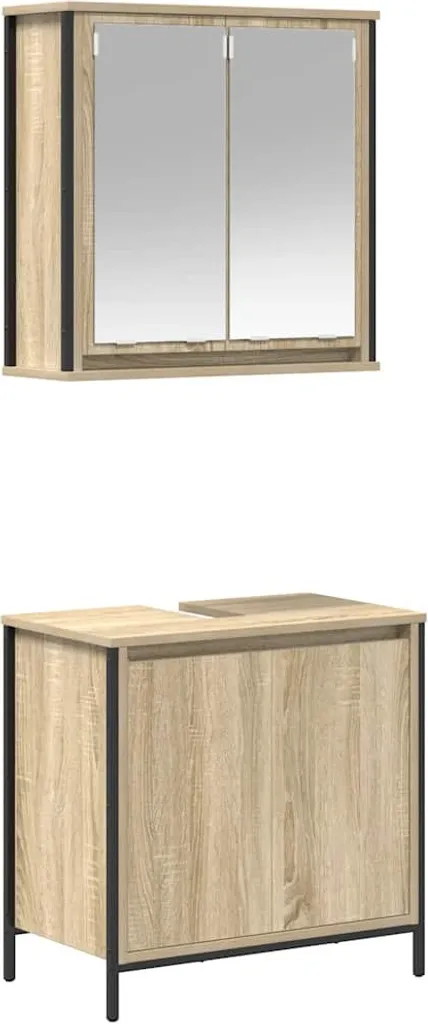 Set Bagno Economico SYFAX Rovere Sonoma 2 pz - Ideale per Piccoli Bagni