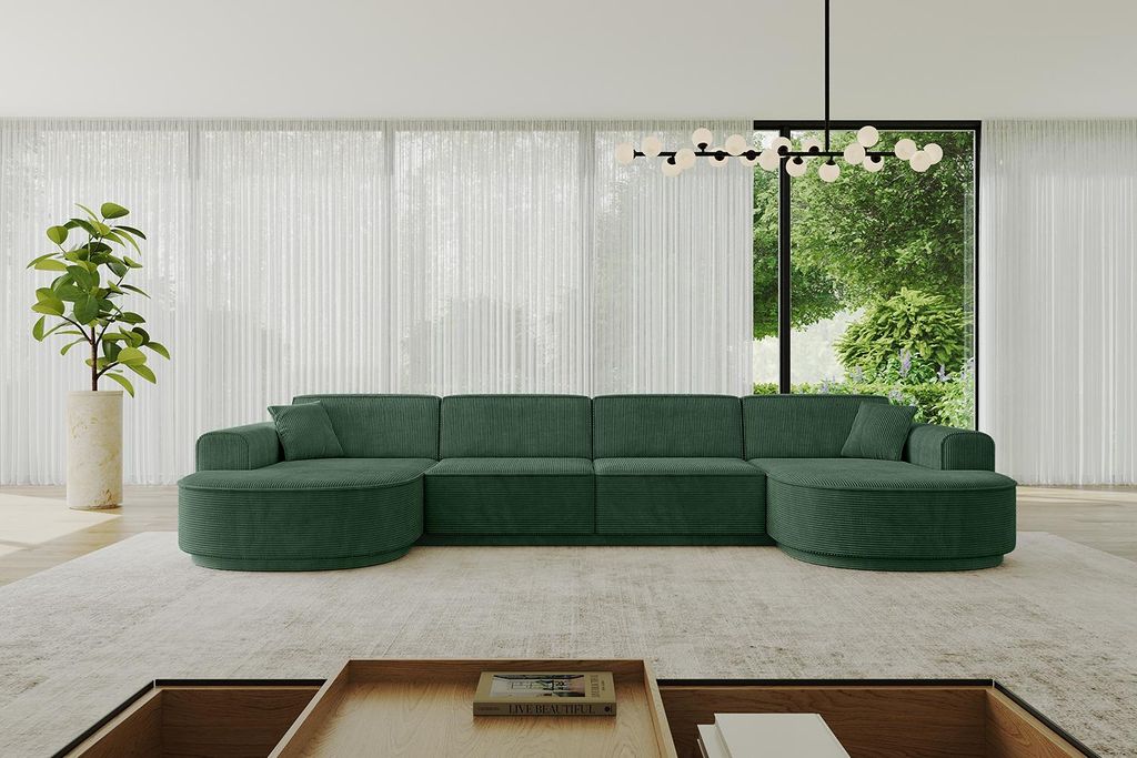 ALTDECOR Ecksofa in U-Form MARI-U2-v3 - 388x171x83 cm Grün - Corner Sofa Bett Eckcouch Couch L-Form Wohnlandschaft Cauchsofa