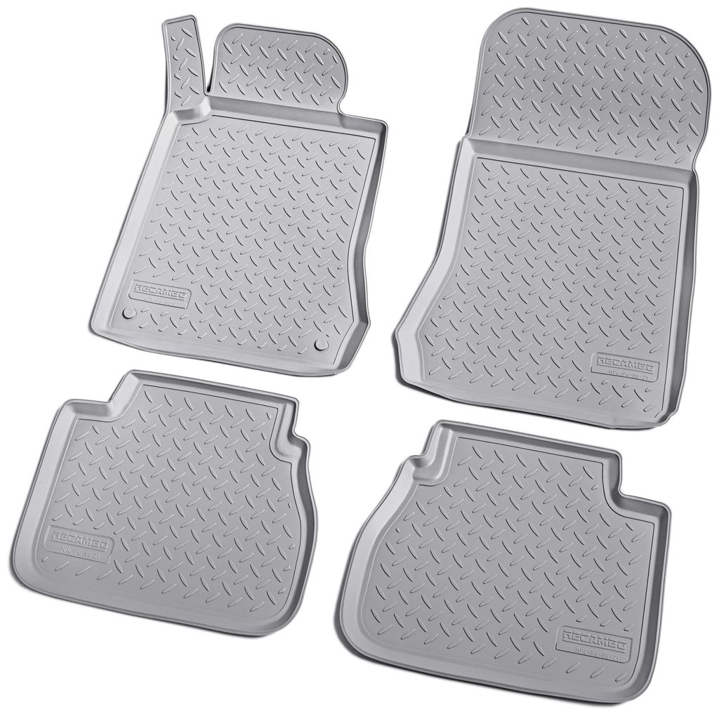 Gummifußmatten für Mercedes E-Klasse W210 S210 1995–2002 Grau + Einfassung