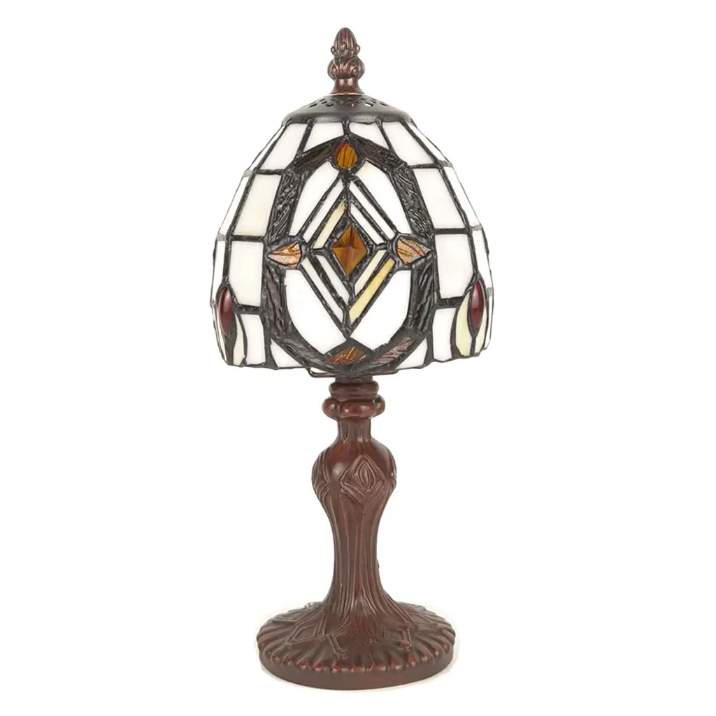 Lampada Tiffany Clayre & Eef Ø 13x29 cm | Abat-jour Vintage Bianca Marrone