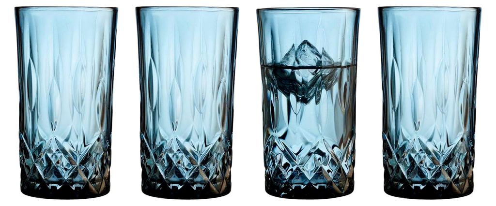 Sorrento Highball Glas, Longdrinkglas, 38 cl, 4 Stück, Blau