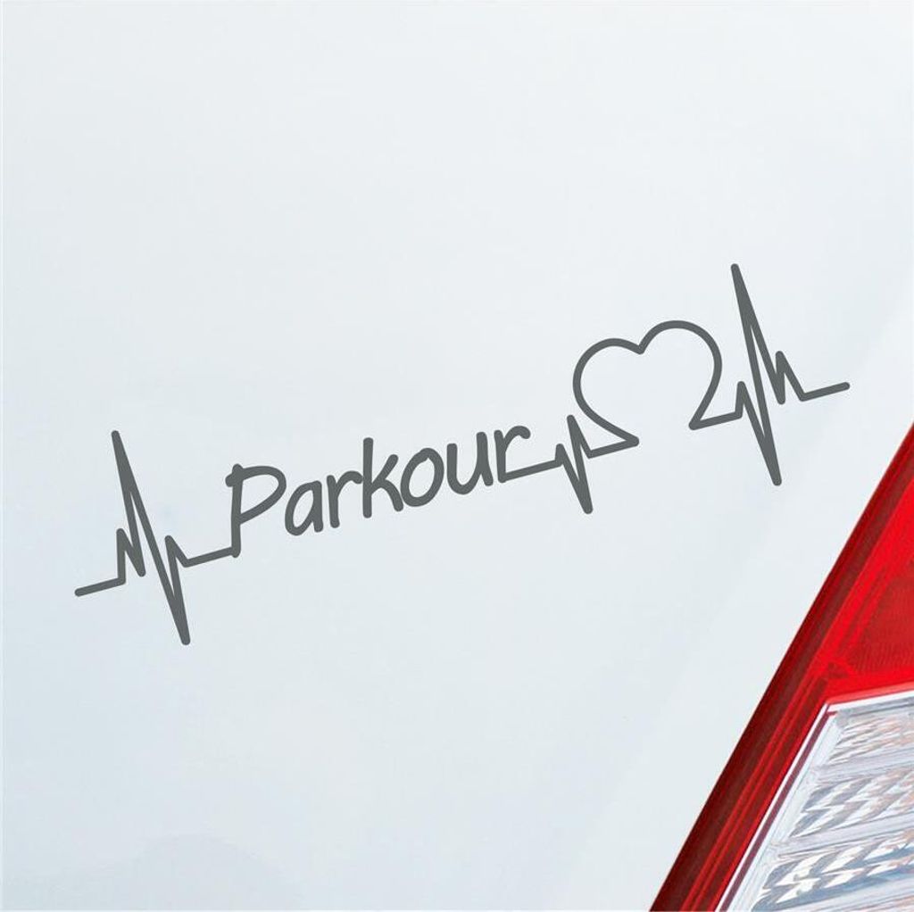 Auto Aufkleber Parkour Herzschlag Körperkultur Freizeit Sport Liebe 19x5 cm Grau Sticker Heckscheibenaufkleber