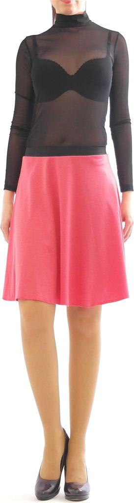 Swing Rock Midi hohe Taille Falten-Rock Gummibund Skirt maxi Midirock corallenrot S-M