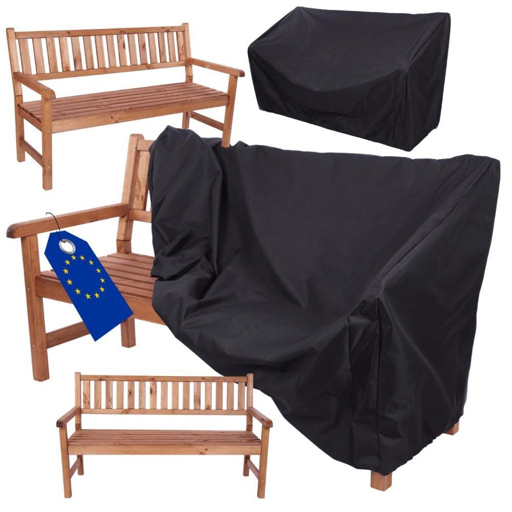 MODO24 Gartenbank Holz, 3-Sitzer, Schutzhülle Cordura, Friesenbank, Parkbank, Massivholz, 90x154x70 cm, Braun Imprägniert, MIRA