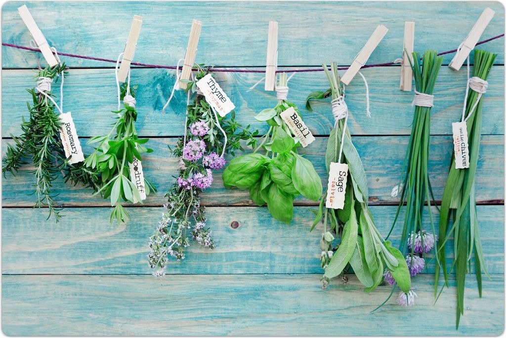 Küchenmatte 80x120 cm Vinylmatte Bodenmatte Dekoration - Hängende Kräuter Herbs