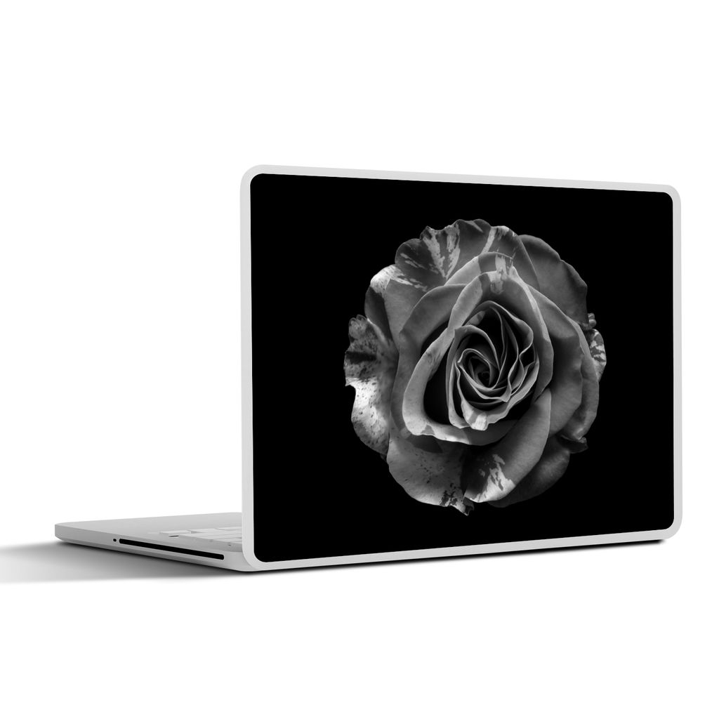 MuchoWow Laptop Aufkleber Sticker Cover Blumen - Rose - Schwarz - Weiß - Botanisch 36.5x27.5 cm - Laptop-Sticker