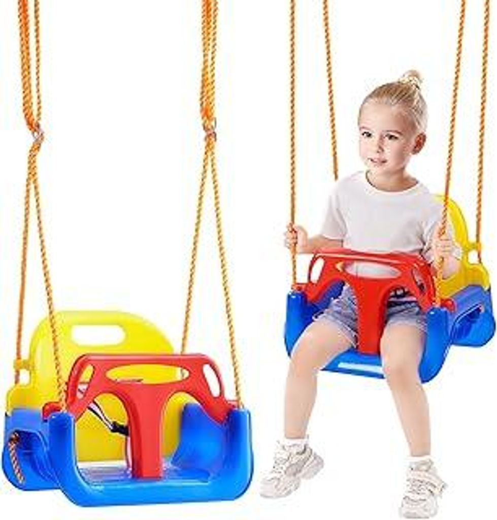VEVOR 3-in-1-Schaukelsitz für Kleinkinder, Baby-Schaukelsitz mit Einer Tragkraft von bis zu 90 kg, mit verstellbaren Seilen und Karabinerhaken, be...