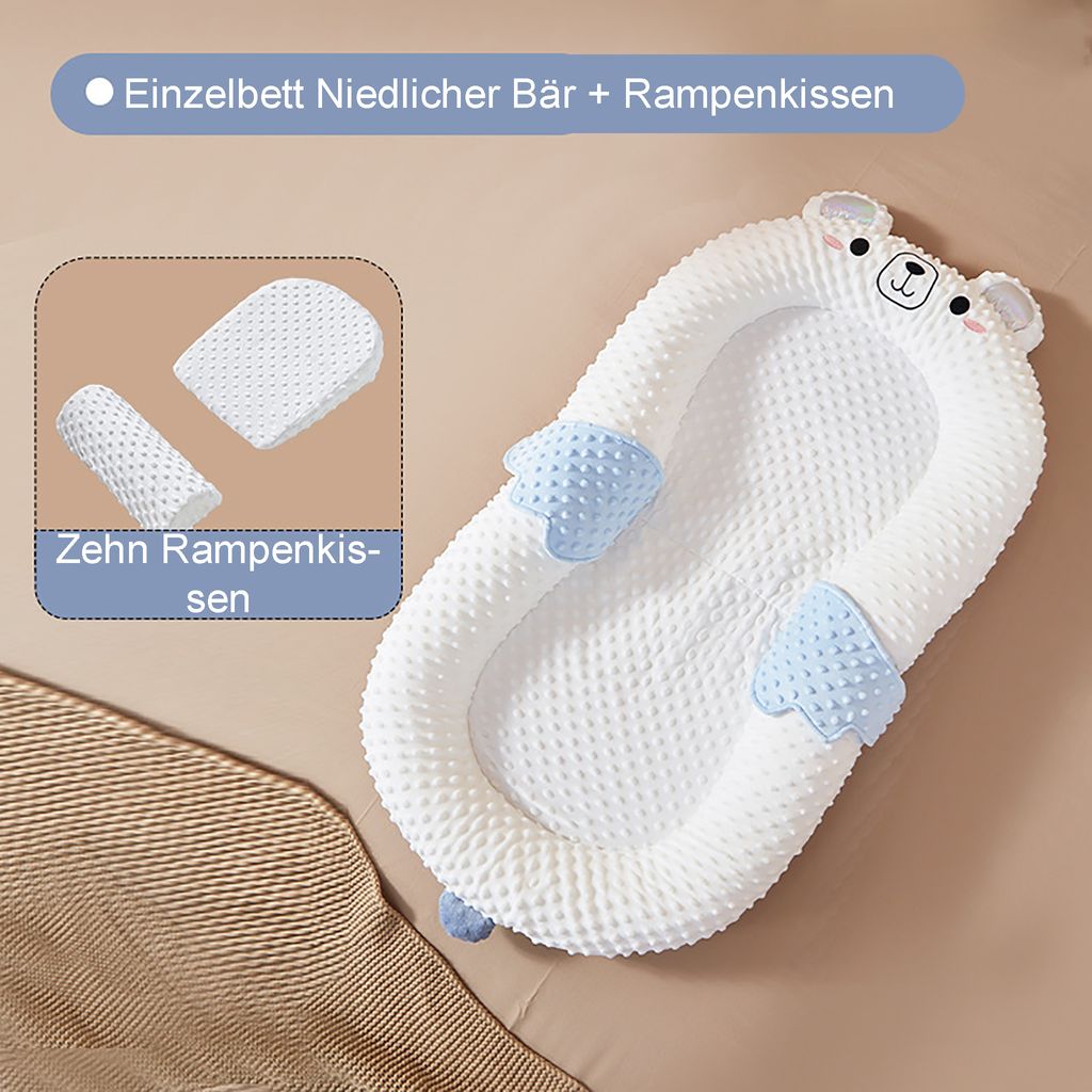 Baby nestchen 104x60cm Kokon Nest Babynest Reisebett Wickelauflage Kuschelnest enthalten Pistenmatte, Fußpolster