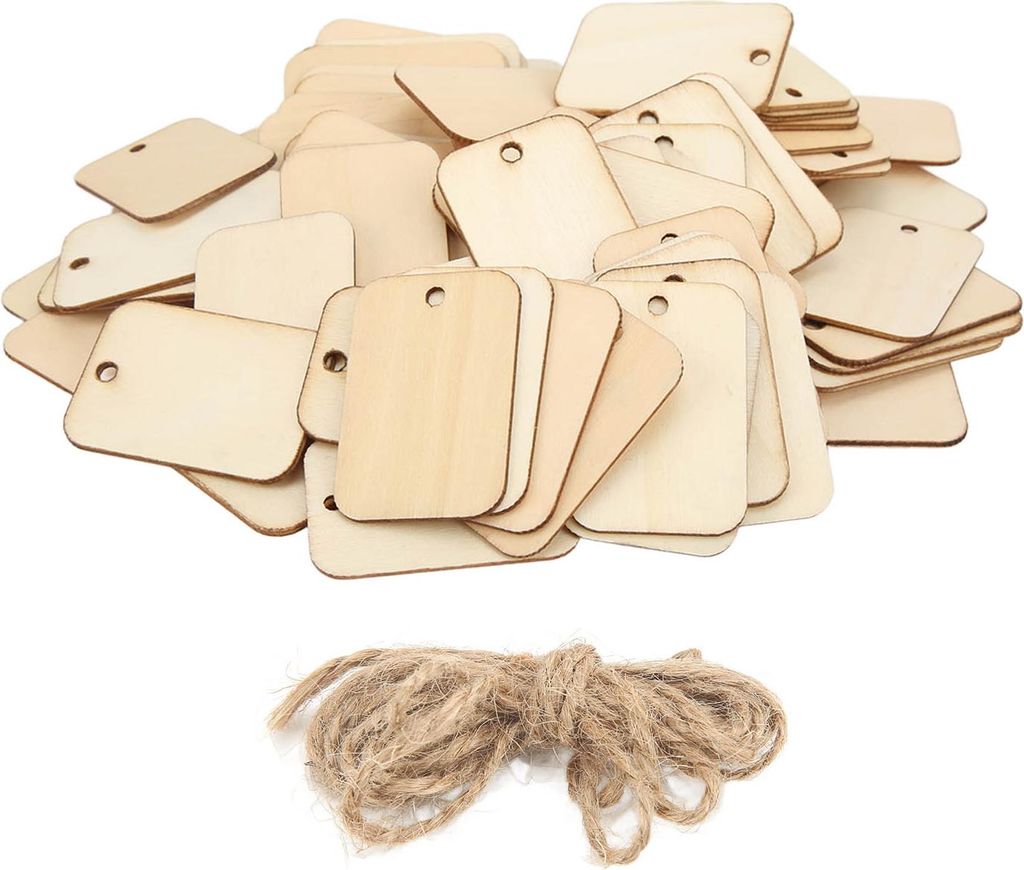 100 Stück unlackierte Holzstücke, rechteckig, langlebig, stabil, glatt, ungiftig, antiallergisch, exquisite Vintage-Holzausschnitte