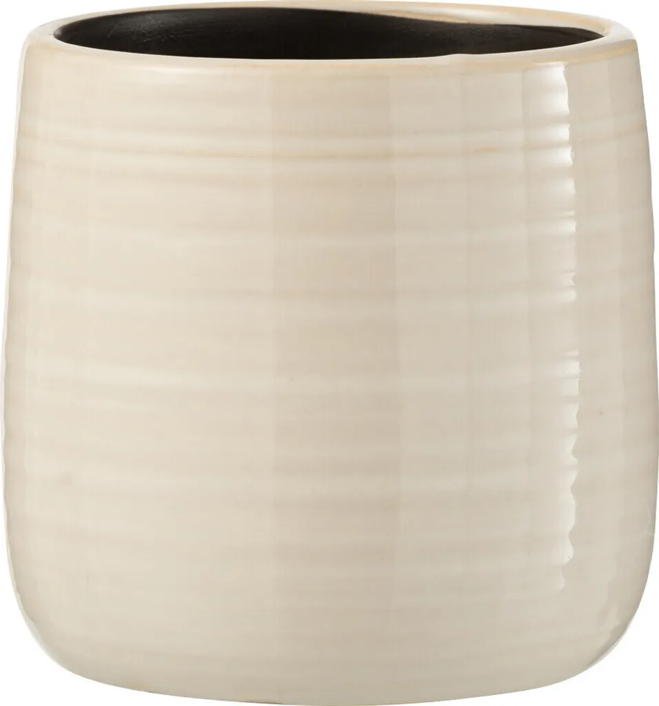 Cache-pot en Céramique Blanche J-Line : Petit Pot de Fleurs Rond