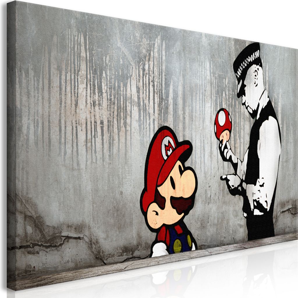 Wandbild Mega XXXL Banksy Mario Bros 250x125 cm Einteiliger XXL-Format Kunstdruck zur Selbstmontage Leinwandbilder moderne Bilder DIY Wanddekoratio...