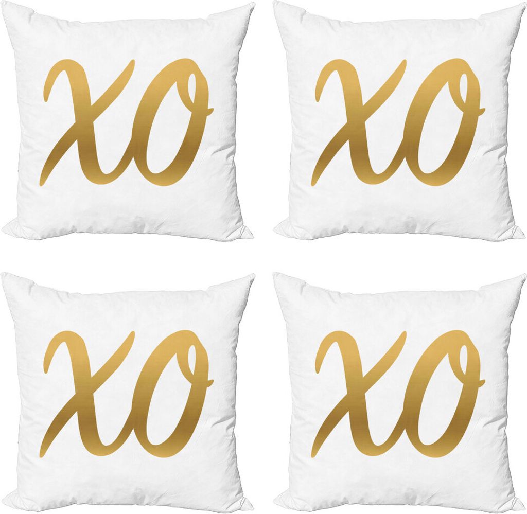 ABAKUHAUS Xo Kissenbezug Set (4 Stück), Klassische Vintage Design, Moderner Doppelseitiger Digitaldruck, 60 cm x 60 cm, Sand, Braun, Weiß