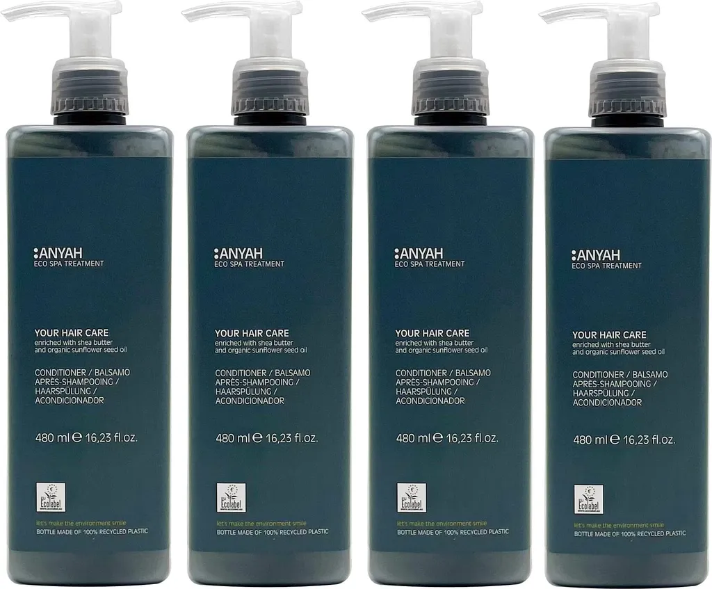 Soin après-shampooing hydratant Anyah - Pack de 4 flacons de 480ml