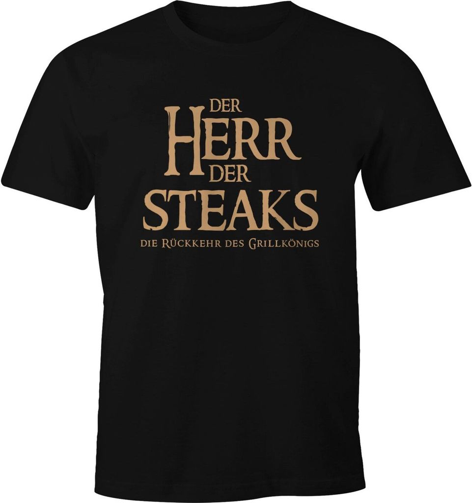 Herren T-Shirt Der Herr der Steaks die Rückkehr des Grillkönigs Fun-Shirt Moonworks schwarz XXL