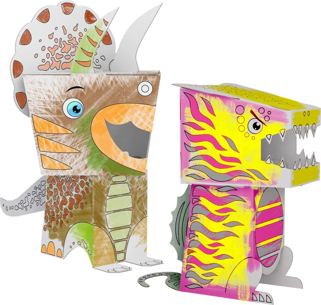 MONUMI - Malbuch für Kinder, 3D-Figurenset zum Ausmalen, Dinosaurier-Malbücher, Kreativer Zeitvertreib, Spielzeug für die Kleinsten, Set Enthäl...