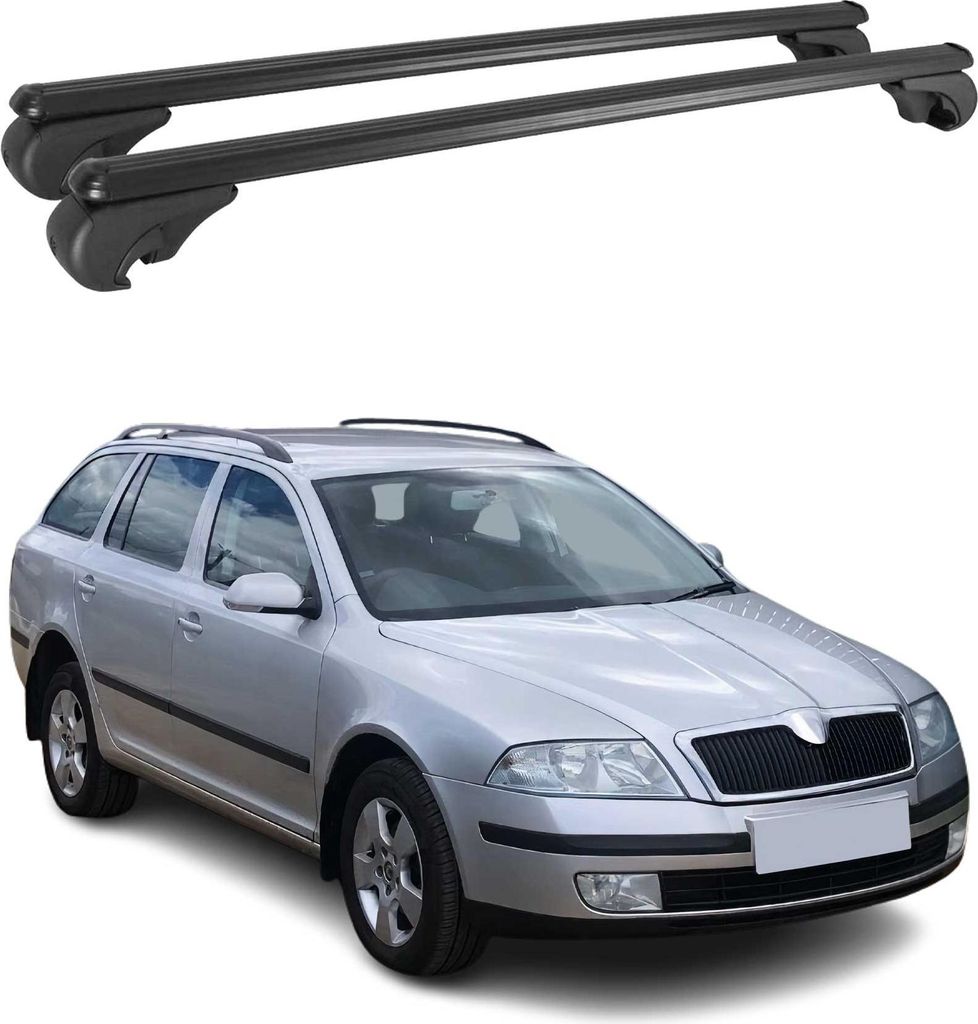 Dachträger Grundtäger für Skoda Octavia mk2 Kombi 2004-2013 75kg Alu Schwarz 2x