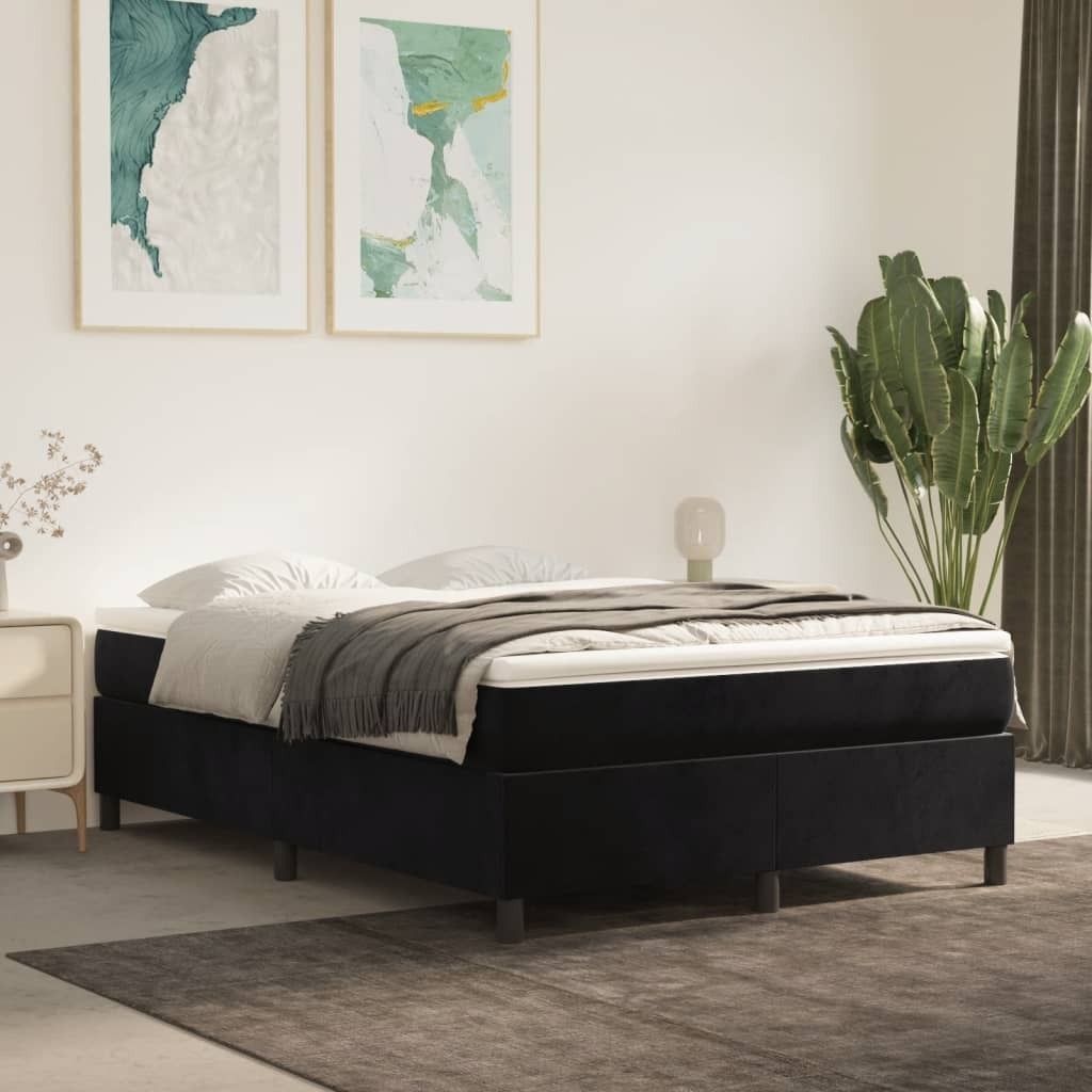 "Rabatt" Boxspring-Bettrahmen 2 Personen - Schlafzimmerbett - Schwarz 140x190 cm Samt - Klassische Betten CC4617