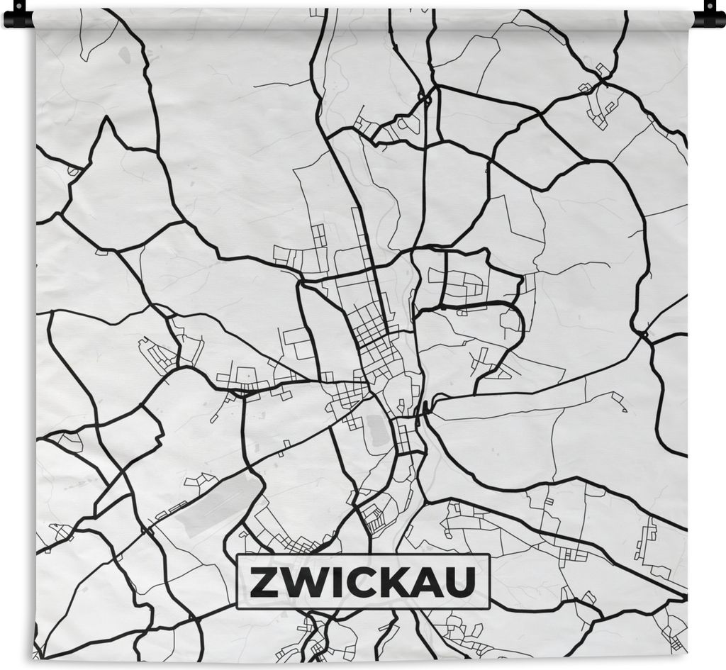 MuchoWow Wandteppich Wandbehang Stadtplan - Stadtplan von Zwickau - Zwickau 150x150 cm Tapisserie Dekoration Wandtuch - Wohnaccessoires - Modernes