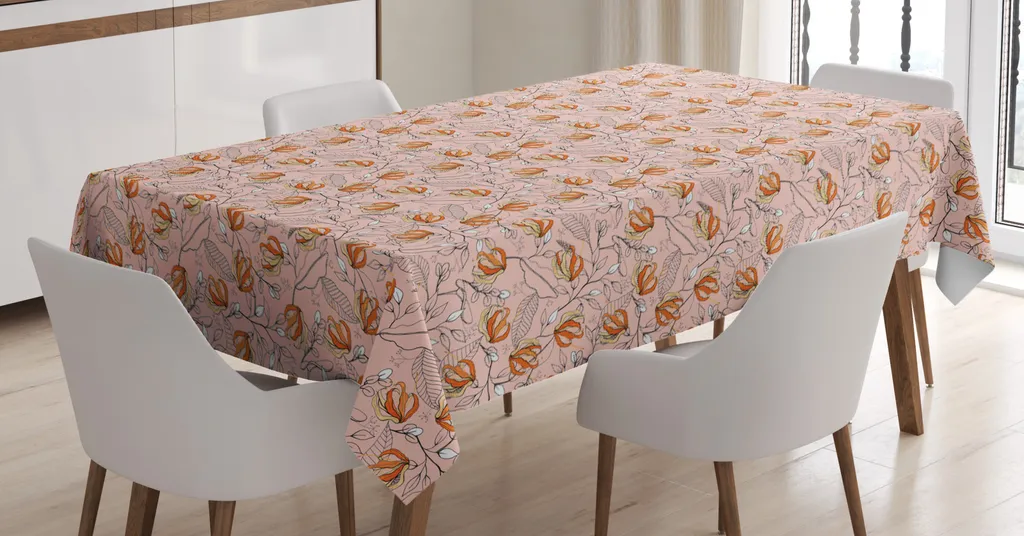 ABAKUHAUS Tovaglia floreale, fiori selvatici vintage, adatta per interni ed esterni, lavabile, stampa chiara, non sbiadisce, 140 x 170 cm, Blush Multicolor