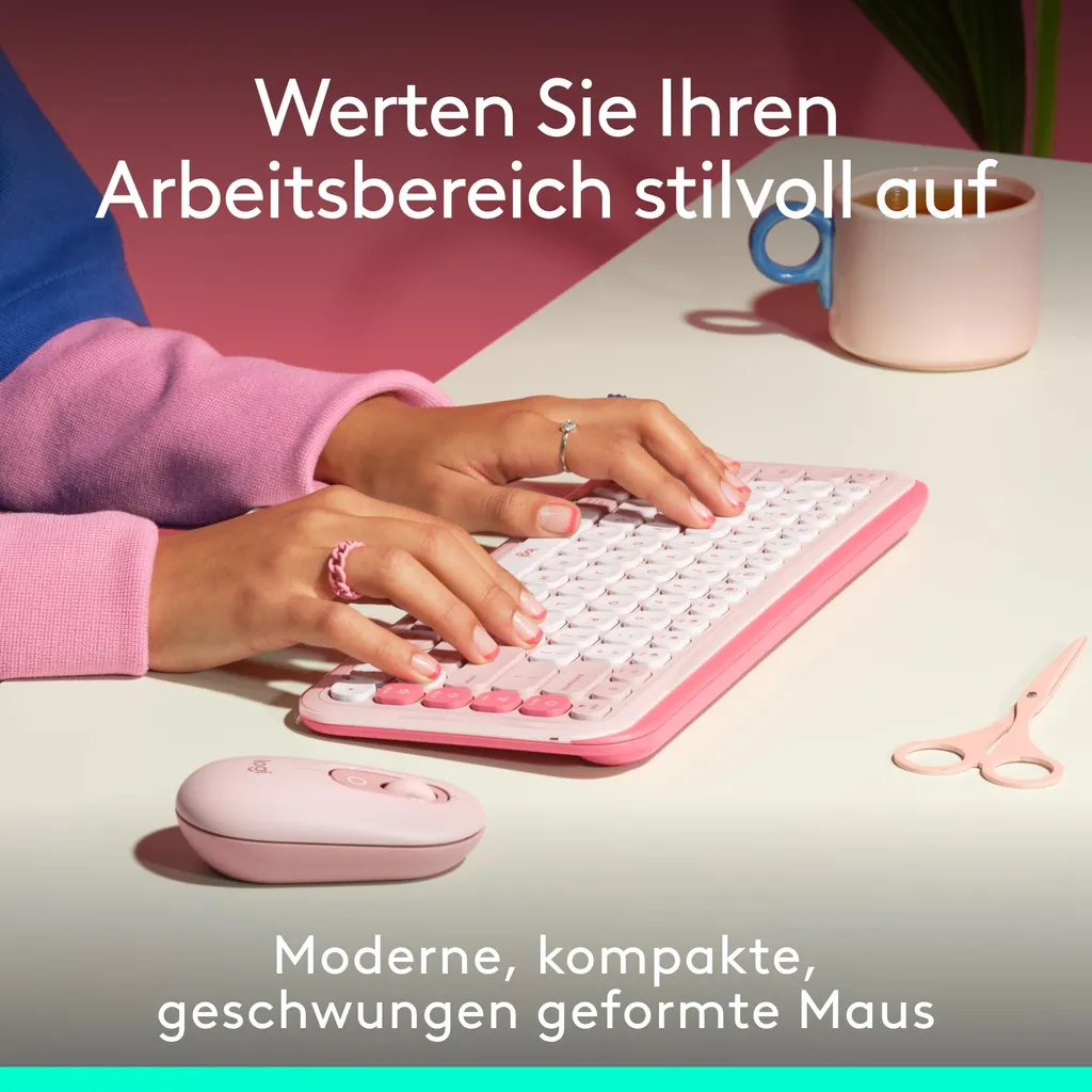 Logitech POP Mouse Souris Bluetooth Silencieuse Rose 4 Boutons Optique - 3
