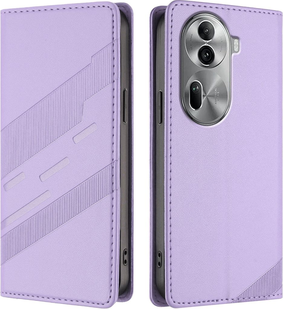 Hülle für Oppo Reno11 Pro 5G, Kunstleder Brieftaschen Handyhülle mit Kartenfach und Standfunktion Violett