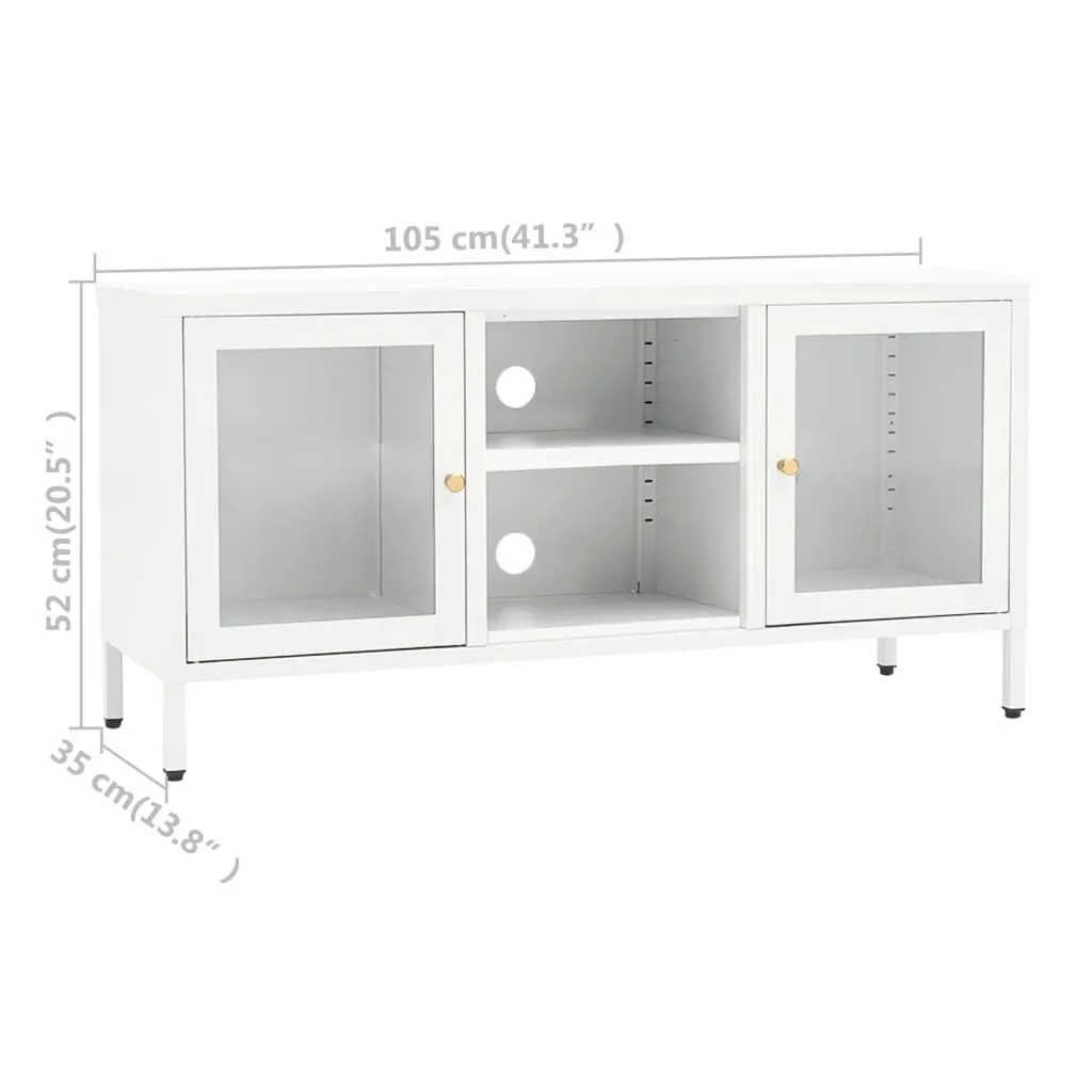 Supporto TV Minimal SYFAX 105cm Acciaio Bianco e Vetro Moderno - 9