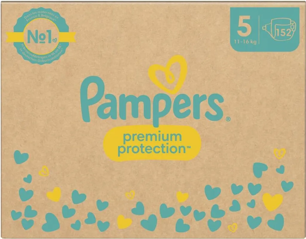 Pampers Premium Protection Taille 5 (11-16 kg) Pack Mensuel 152 Couches
