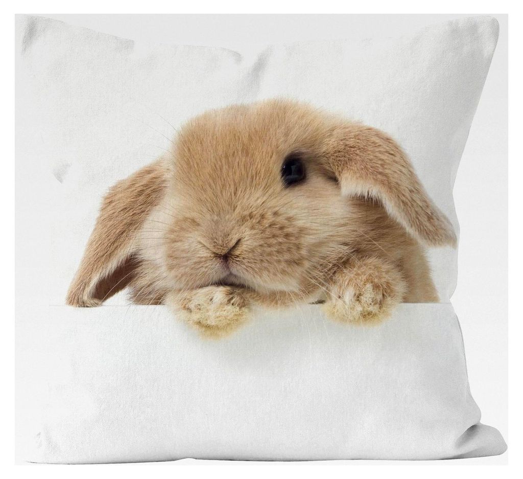 Leinen Kissenbezüge mit Kaninchenmotiv für den Außenbereich, 40x40cm, 1 Stück