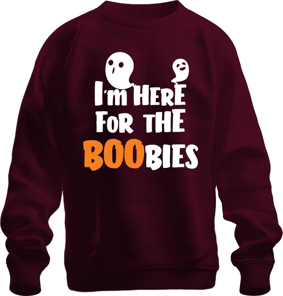 I'm Here For The Boobies Halloween Geist Lustig y Party Kostüm Uni Sweatshirt Pullover, Burgundy, 3XL