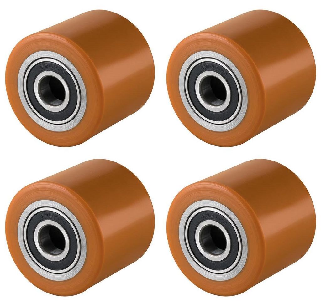 4 Stück Hubwagenrollen Polyurethan 82 x 70 mm, Achse 20 mm Produktbild 