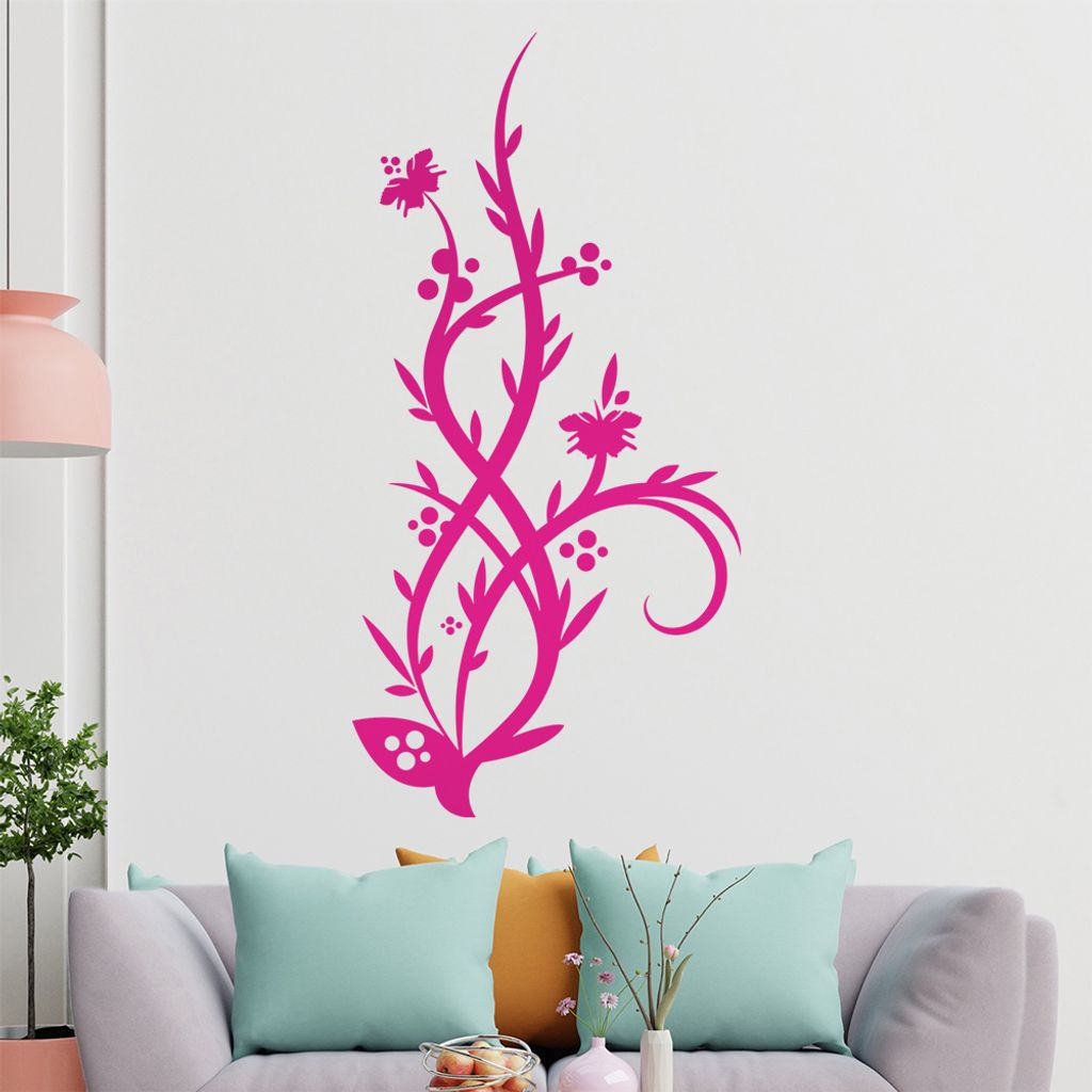 Falter Schmetterling Blüte Wandtattoo in 6 Größen - Wandaufkleber Wall Sticker - Dekoration, Küche, Wohnzimmer, Schlafzimmer, Badezimmer