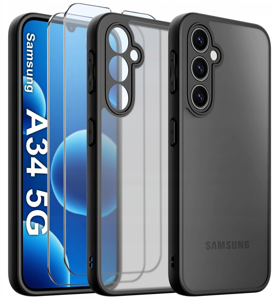 Etui do Samsung A34 5G WZMACNIANE MATOWE CZARNE PANCERNE 2x Obrázok produktu 