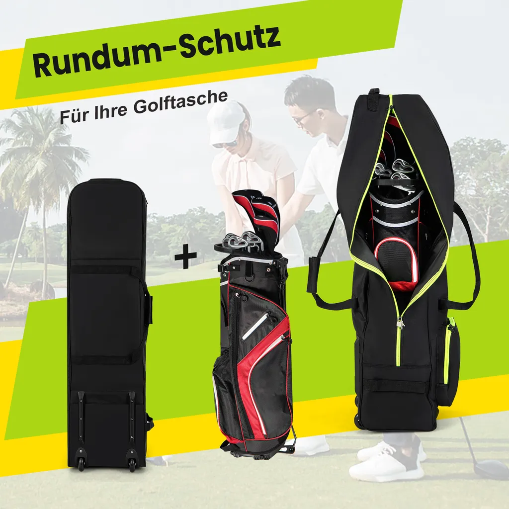 Sac de Golf pour Avion Pliable avec Roulettes et Fermeture à Clé - 8