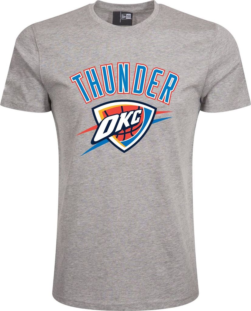 New Era Oklahoma City Thunder NBA Team Logo Tee Heather Grey T T-Shirt Men M L XL XXL(M,Grey)