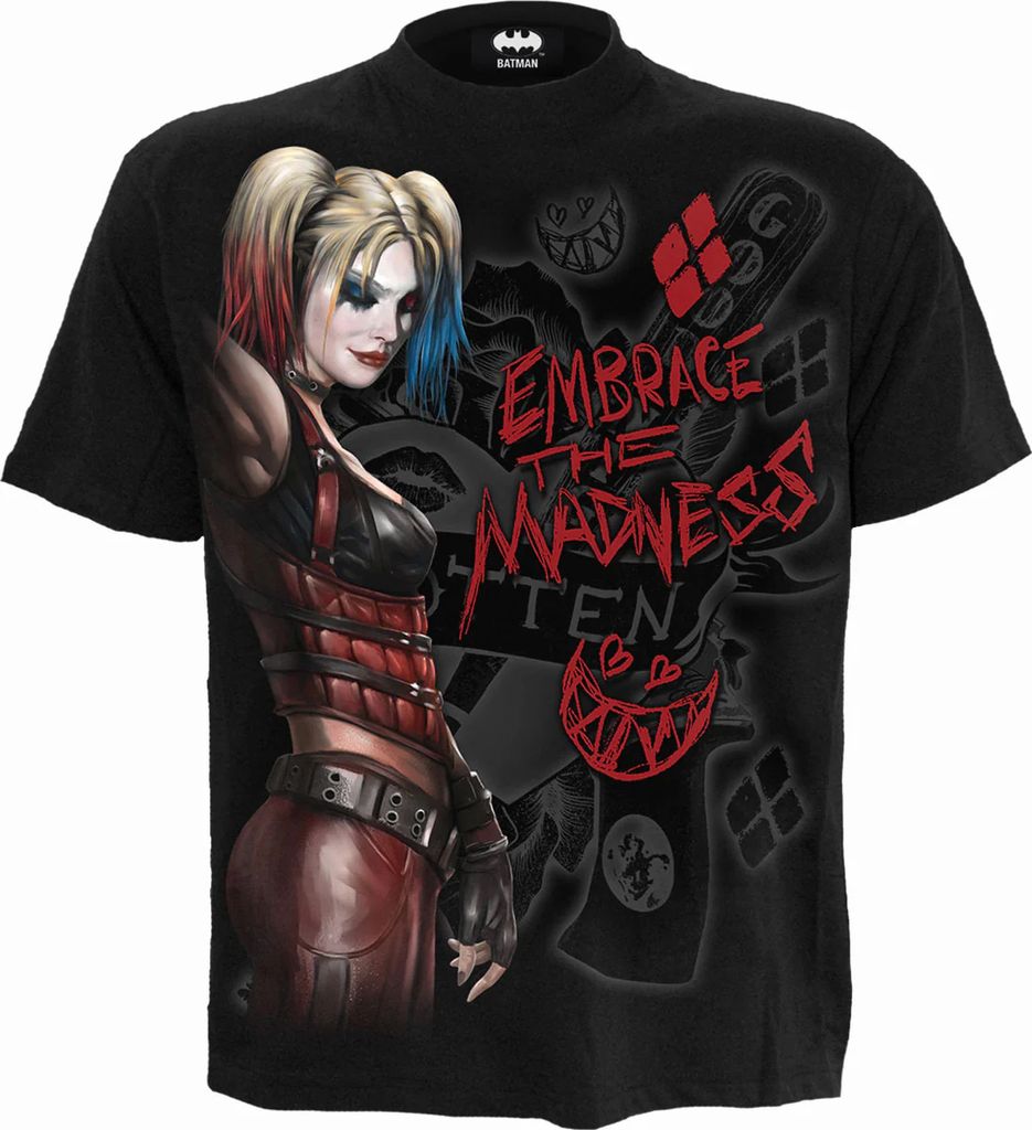 Harley Quinn - "Embrace Madness" T-Shirt für Herren/Damen Uni HE2272 (XXL) (Schwarz)