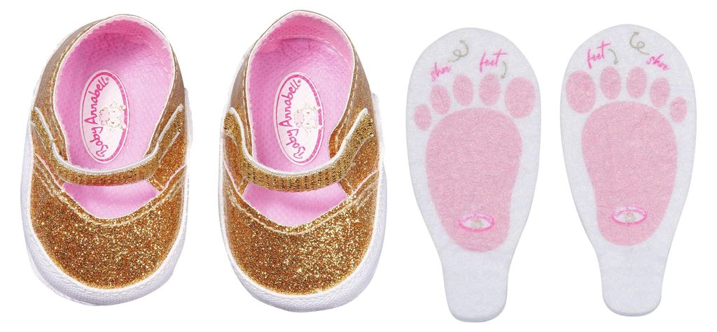 Baby Annabell Schuhe Gold + Einlegesohlen