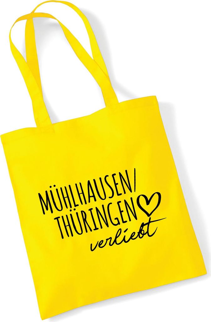 Huuraa Stofftasche Mühlhausen/Thüringen verliebt Geschenk 10 Liter Yellow Baumwolle Mühlhausen/Thüringen Souvenir