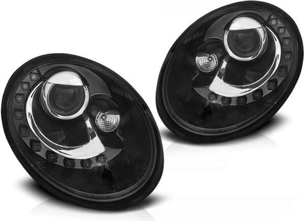 Scheinwerfer LED Tagfahrlicht Optik passend für VW New Beetle 9C Facelift 05-10 Schwarz