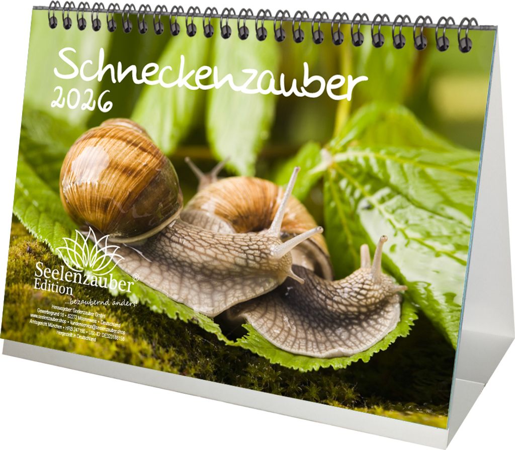 Schneckenzauber DIN A5 Tischkalender für 2026 Schnecken - Seelenzauber