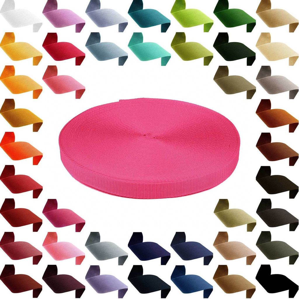 Gurtband PP Polypropylen 25mm breit, 12m lang, 1,3mm stark, 47 Farben