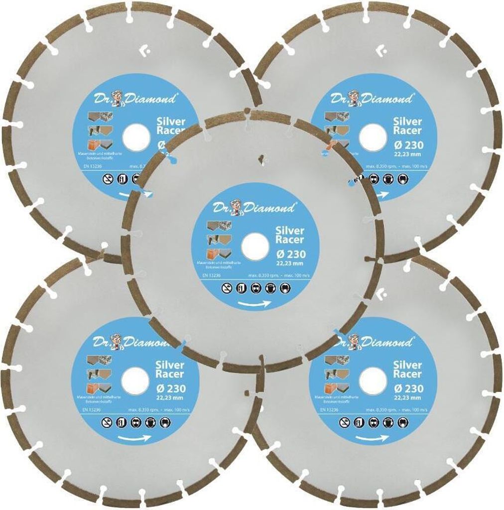 5x Diamanttrennscheibe Silver Racer - Ø 230 mm
