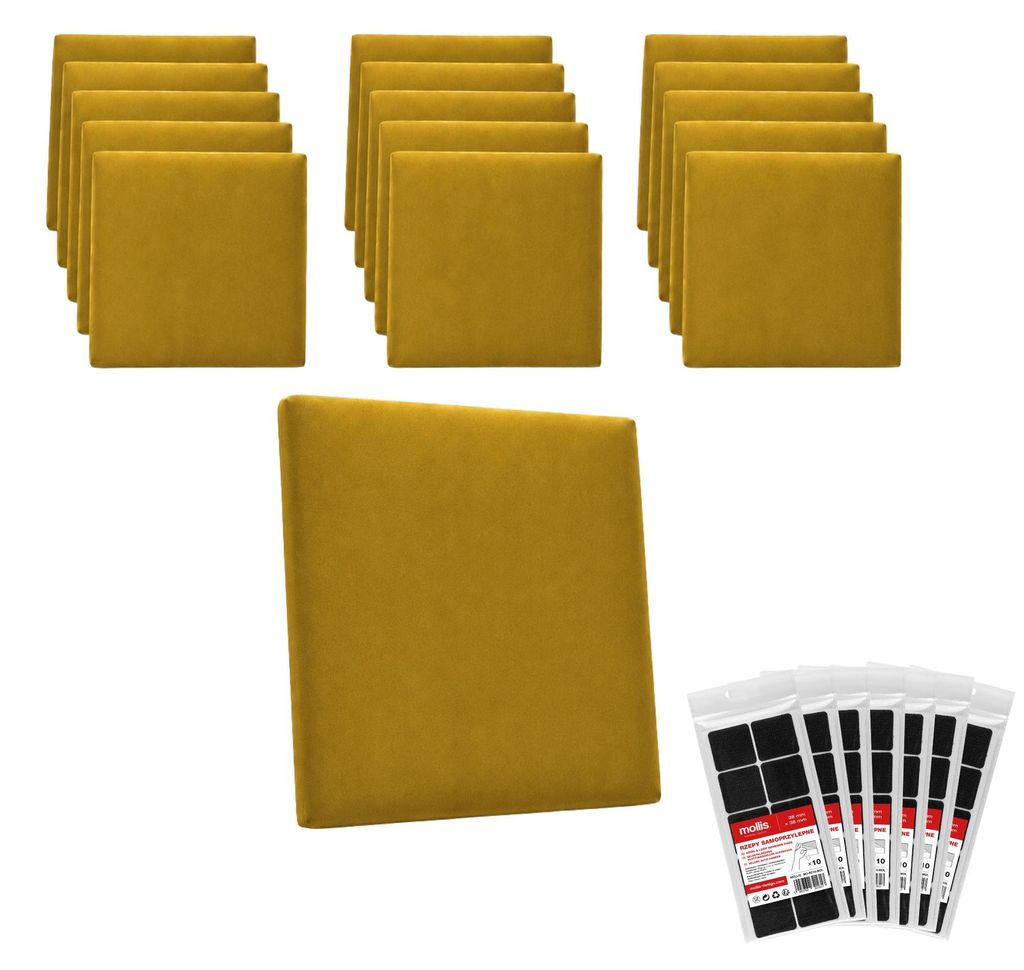 Wandpolster-Set STEGU 16 Stück Quadrat 30x30 cm Klettband Produktbild 