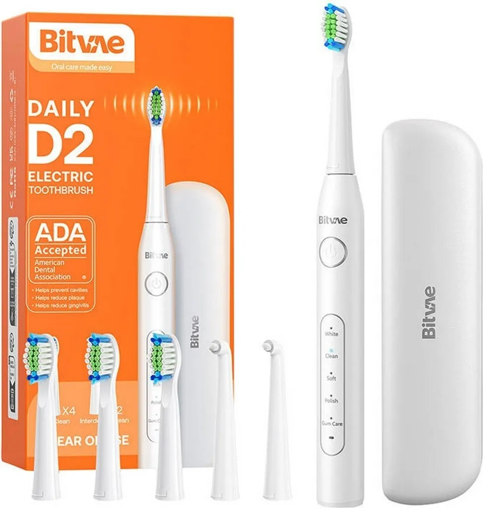 Bitvae D2 Brosse à dents électrique sonique, 40000 vibrations et 8 embouts