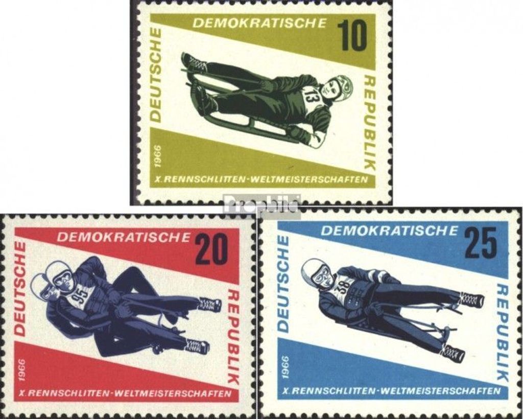 Briefmarken DDR 1966 Mi 1156-1158 (kompl.Ausgabe) gestempelt Weltmeisterschaften im Rennrodeln
