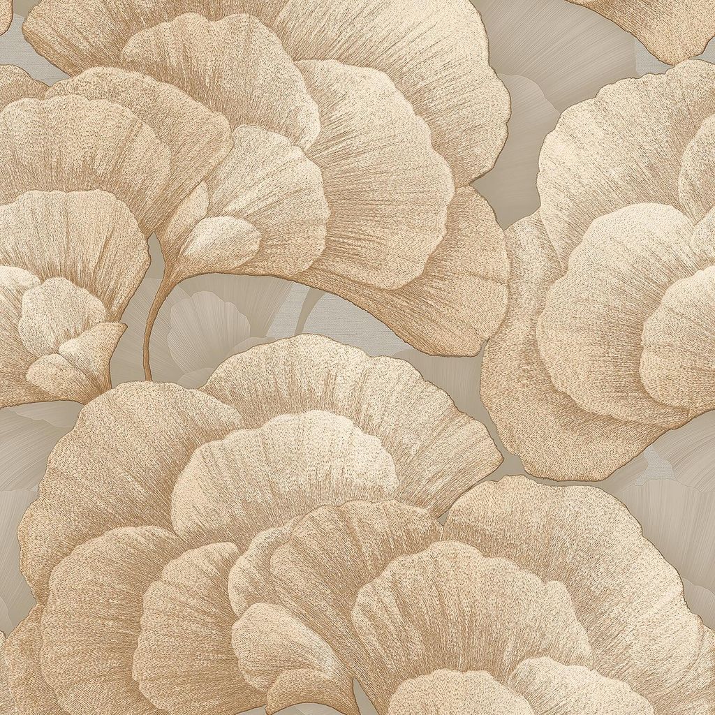 Profhome RE521014-DI Blumen Tapete Floral Perlmutt Effekt beige gold 5,33 m2