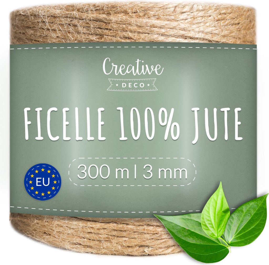 Creative Deco Ficelle Jute 300m 3mm - Corde Naturelle pour Image du produit 