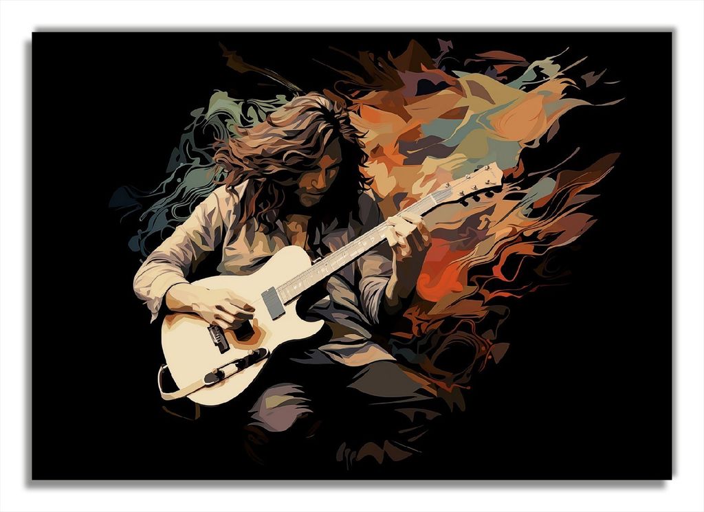 Wallario Poster - Gitarrensolo, Kunstdruck Größe: 70 x 100 cm