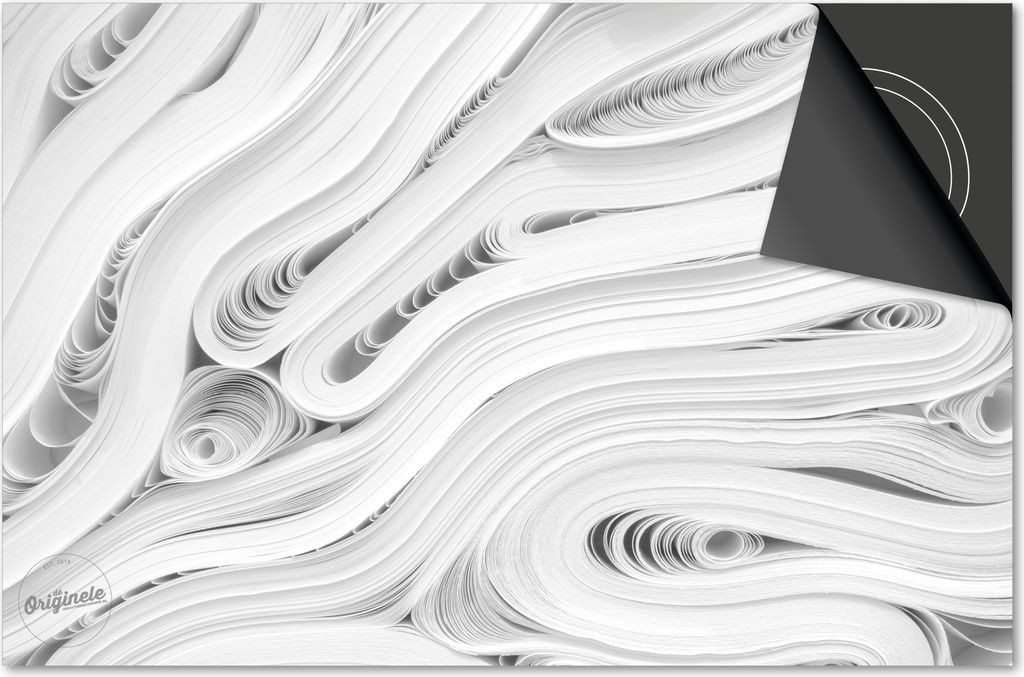 Induktionsschutz 81x52 - abdeckplatte Induktion matt- Dietrix Kochfeldschutz- Exklusive - Weiß - Zeitungspapier abstrakt