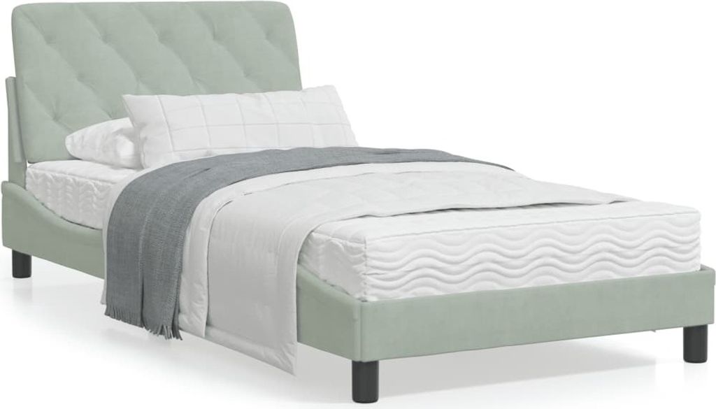 Maison Exclusive - Bett mit Matratze Hellgrau 100x200 cm Samt